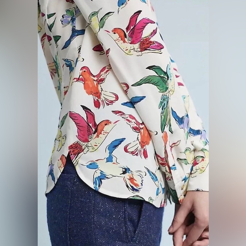 Maeve by Anthropologie Blouse with Colorful Bird Print - Picture 2 of 5